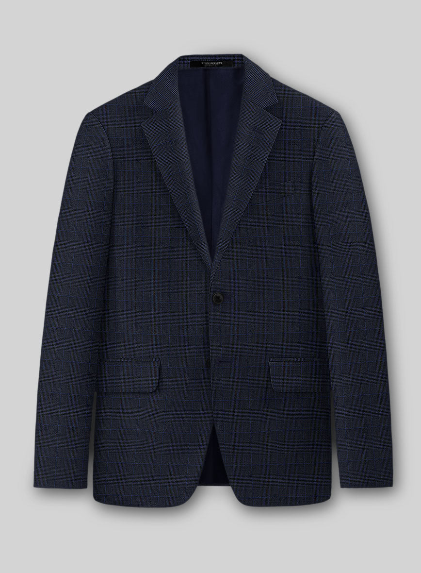 Guabello Dark Blue Prince Of Wales Jacket - StudioSuits
