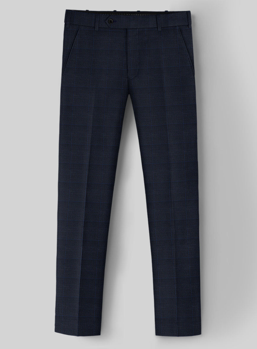 Guabello Dark Blue Prince Of Wales Pants - StudioSuits