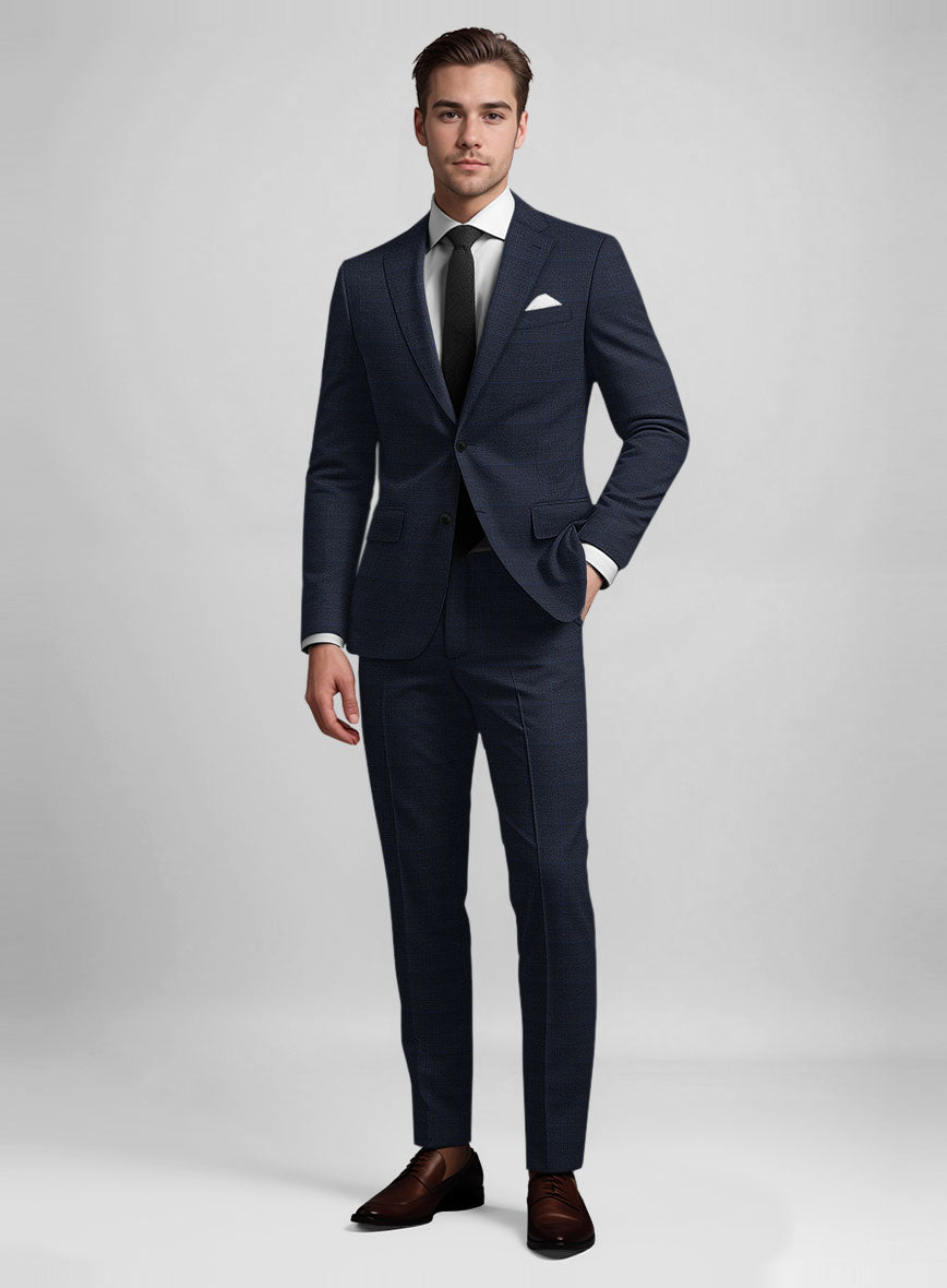 Guabello Dark Blue Prince Of Wales Suit - StudioSuits
