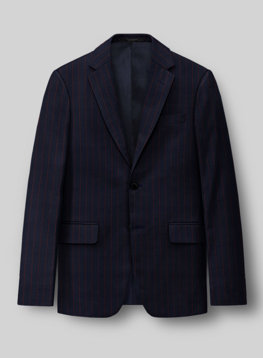 Guabello Dark Blue Rope Stripe Jacket - StudioSuits