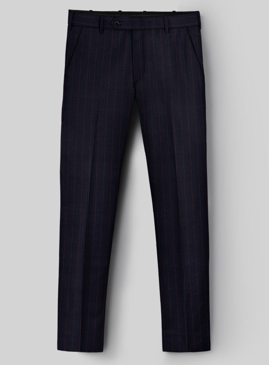 Guabello Dark Blue Rope Stripe Pants - StudioSuits