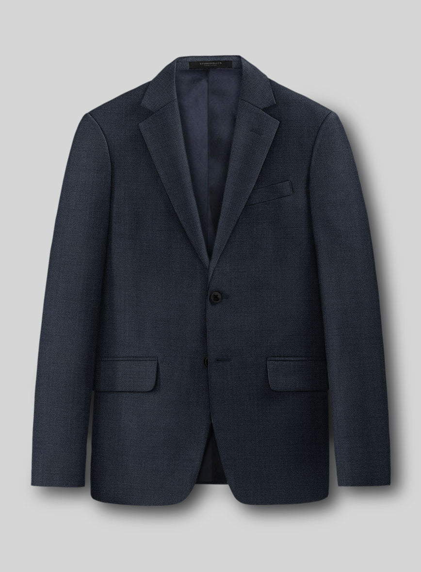 Guabello Dark Blue Sharkskin Jacket - StudioSuits