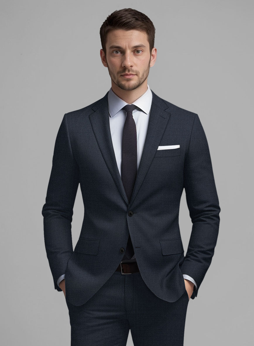 Guabello Dark Blue Sharkskin Jacket - StudioSuits