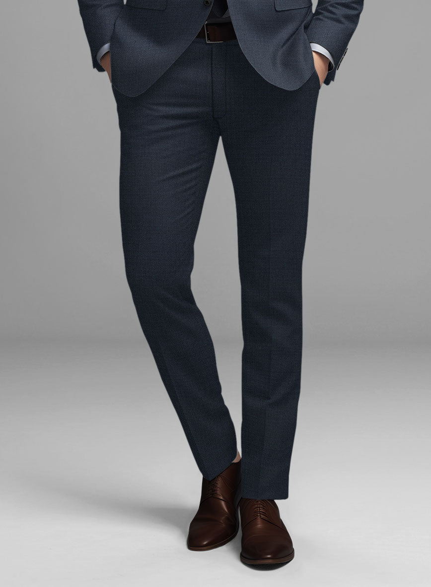 Guabello Dark Blue Sharkskin Pants - StudioSuits
