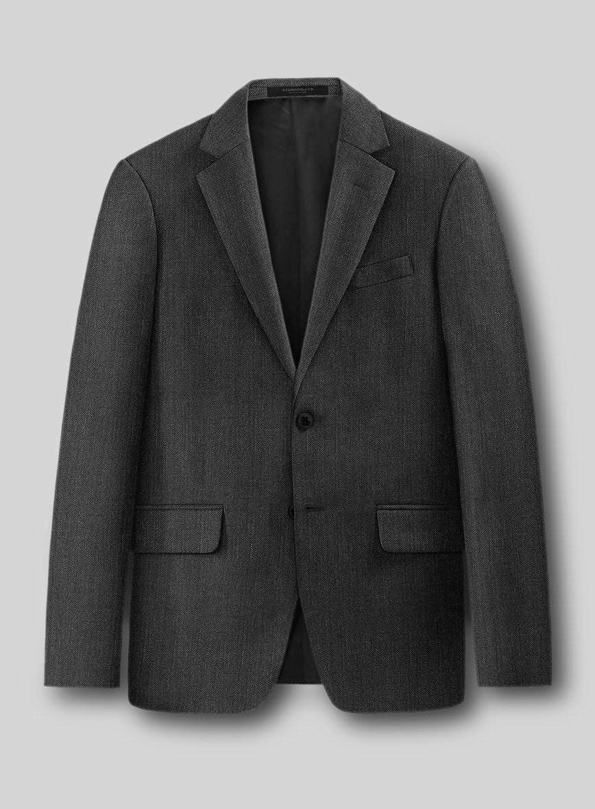Guabello Dark Gray Herringbone Jacket - StudioSuits