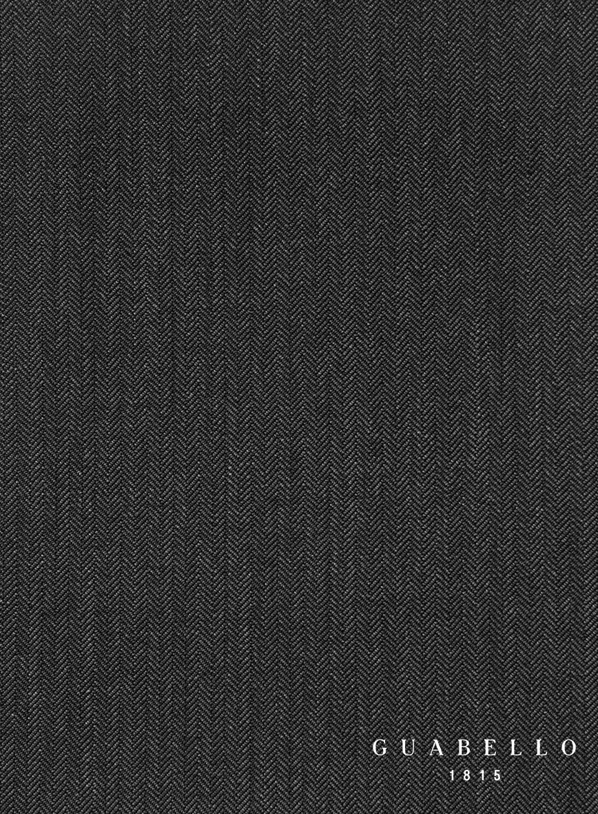 Guabello Dark Gray Herringbone Pants - StudioSuits