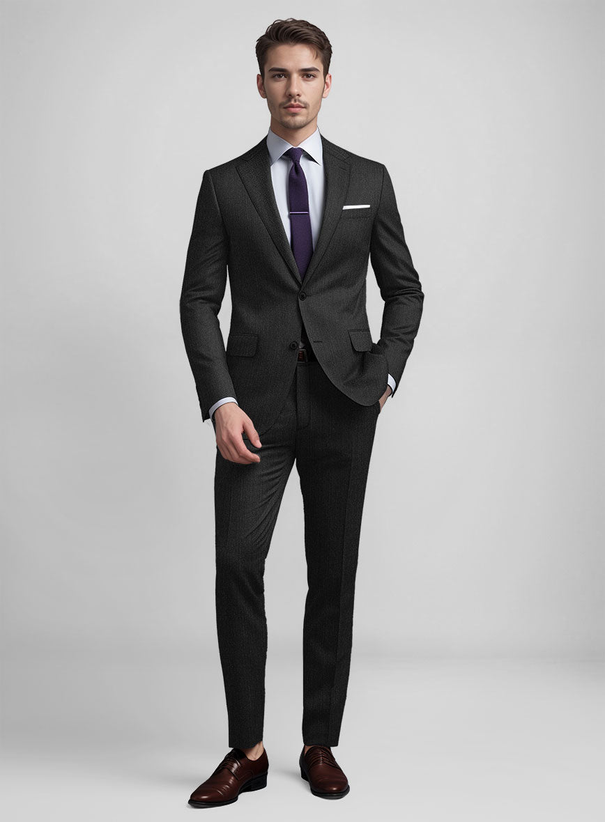 Guabello Dark Gray Herringbone Suit - StudioSuits