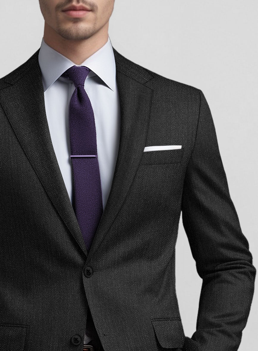 Guabello Dark Gray Herringbone Suit - StudioSuits