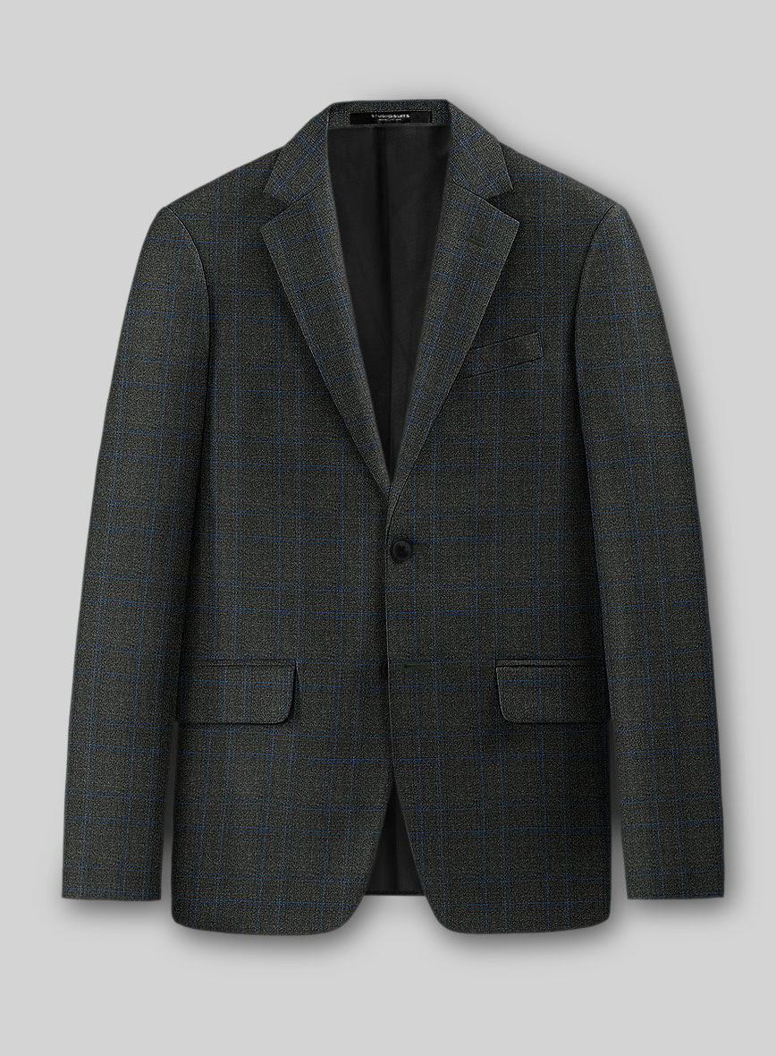 Guabello Gray Blue Windowpane Jacket - StudioSuits
