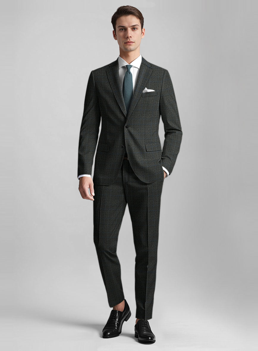 Guabello Gray Blue Windowpane Suit - StudioSuits