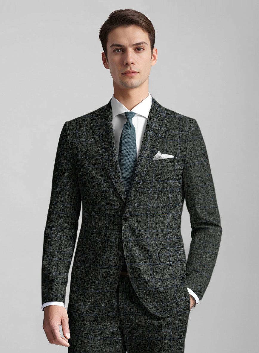 Guabello Gray Blue Windowpane Suit - StudioSuits