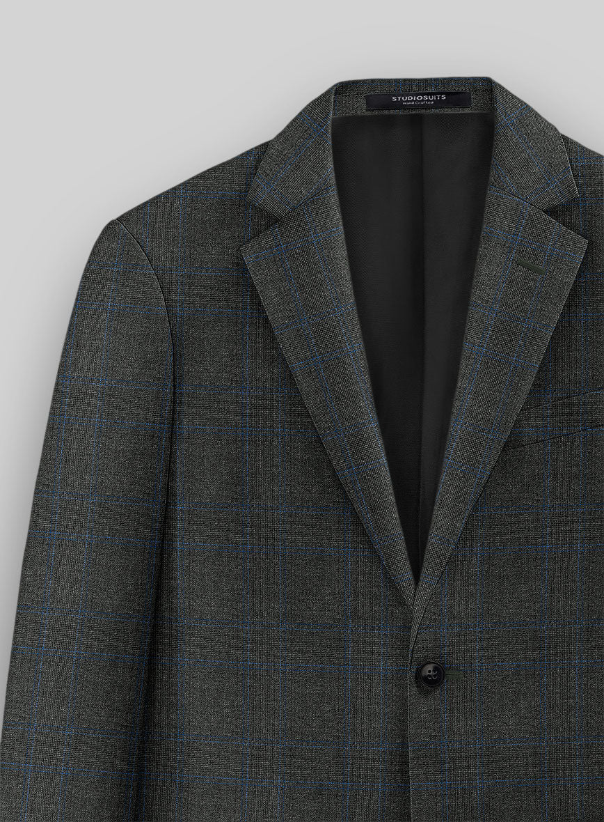 Guabello Gray Blue Windowpane Suit - StudioSuits