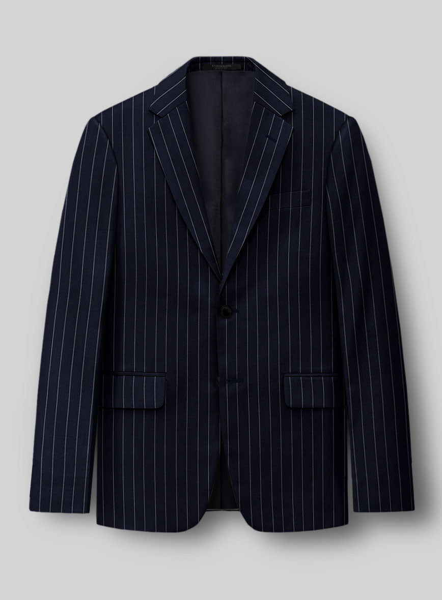 Guabello Navy Blue Rope Stripe Jacket - StudioSuits