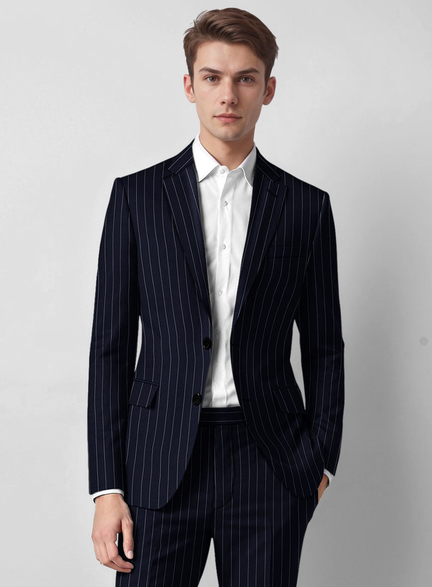 Guabello Navy Blue Rope Stripe Jacket - StudioSuits