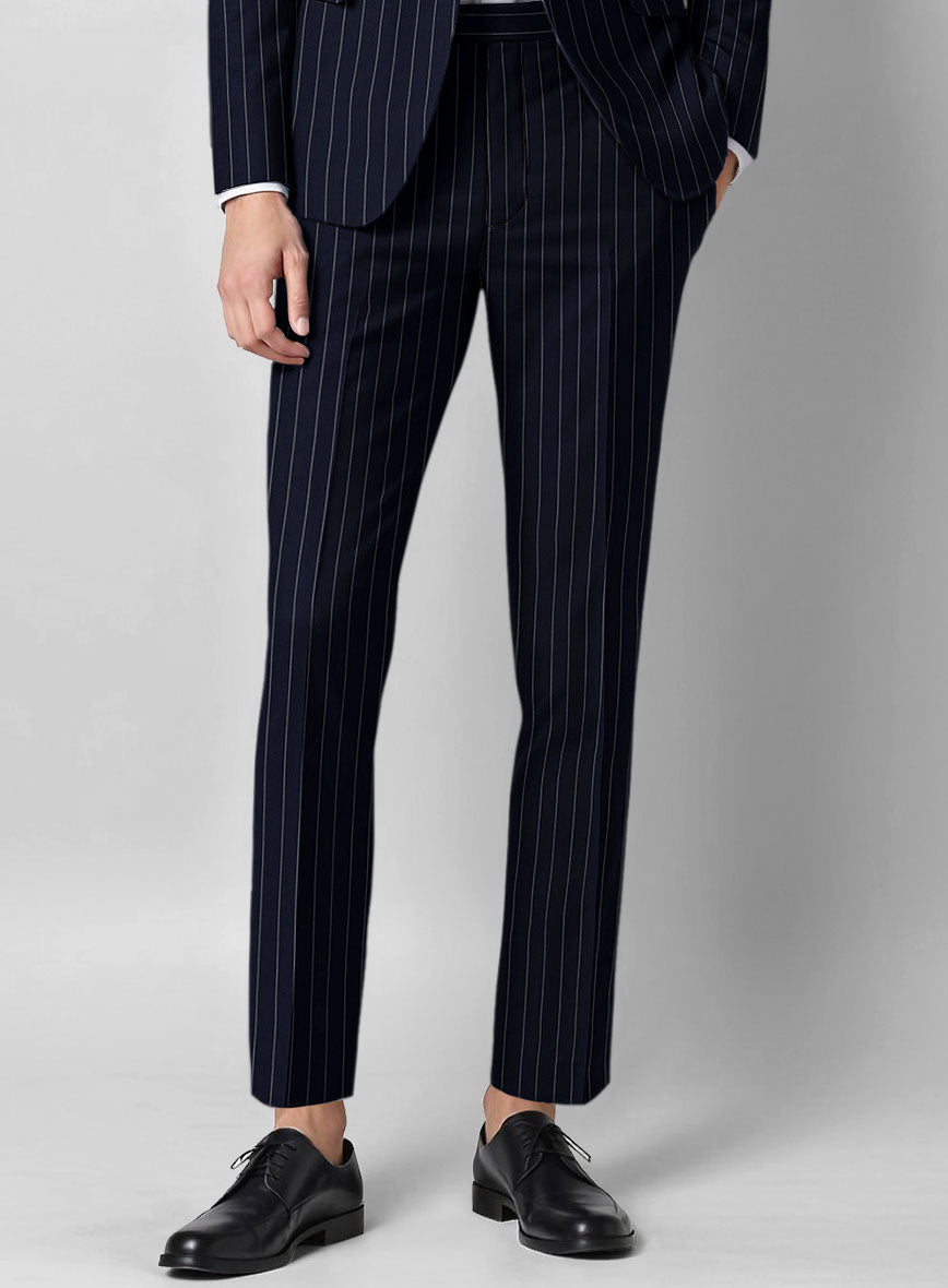 Guabello Navy Blue Rope Stripe Pants - StudioSuits