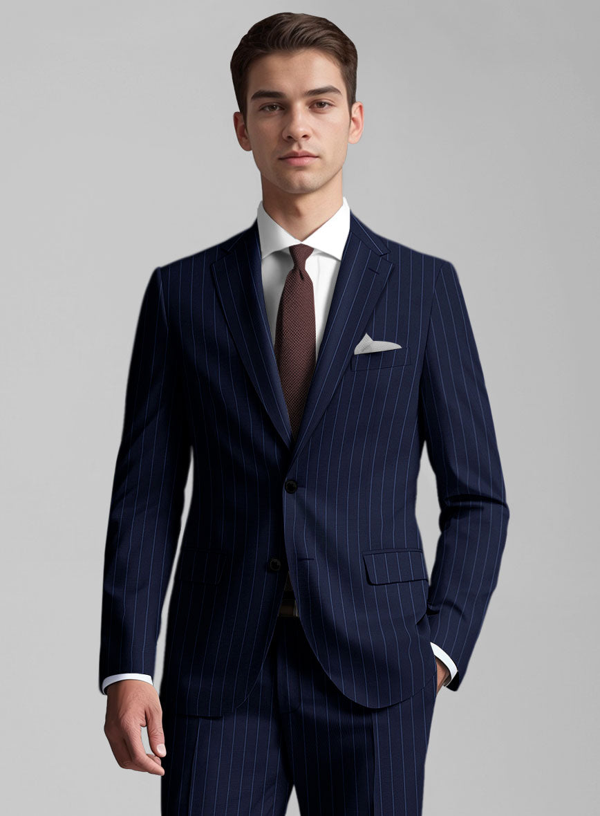 Guabello Royal Blue Rope Stripe Suit - StudioSuits