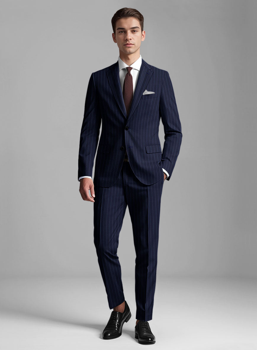 Guabello Royal Blue Rope Stripe Suit - StudioSuits