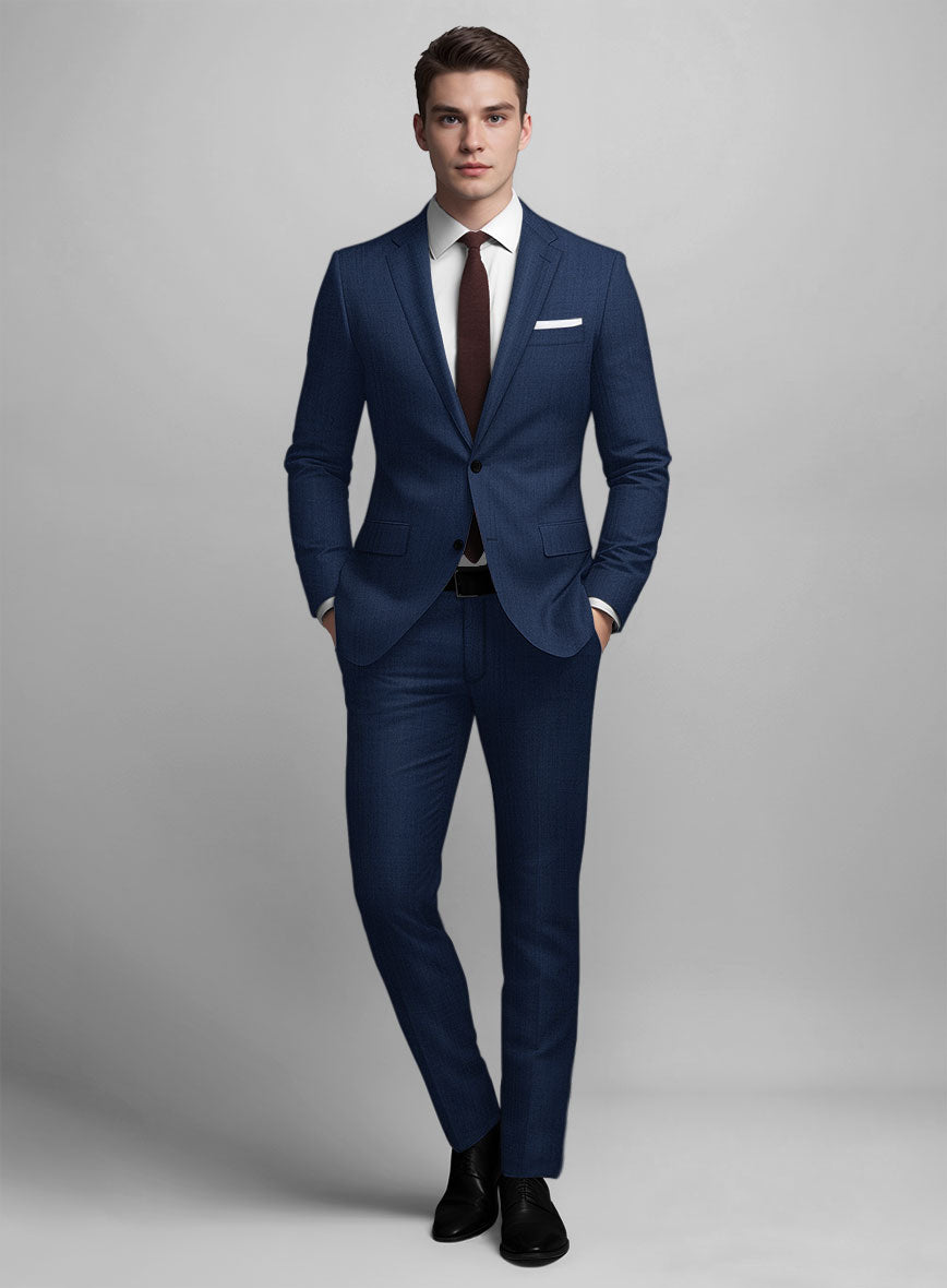 grey suit with royal blue dress Royal Blue Feather Cotton Canvas Stretch Suit – StudioSuits