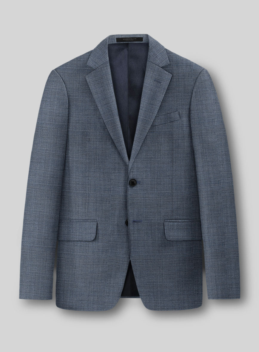 Guabello Steel Blue Sharkskin Jacket - StudioSuits