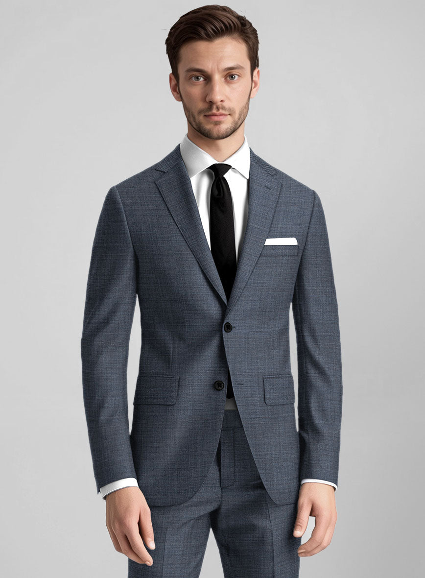 Guabello Steel Blue Sharkskin Jacket - StudioSuits