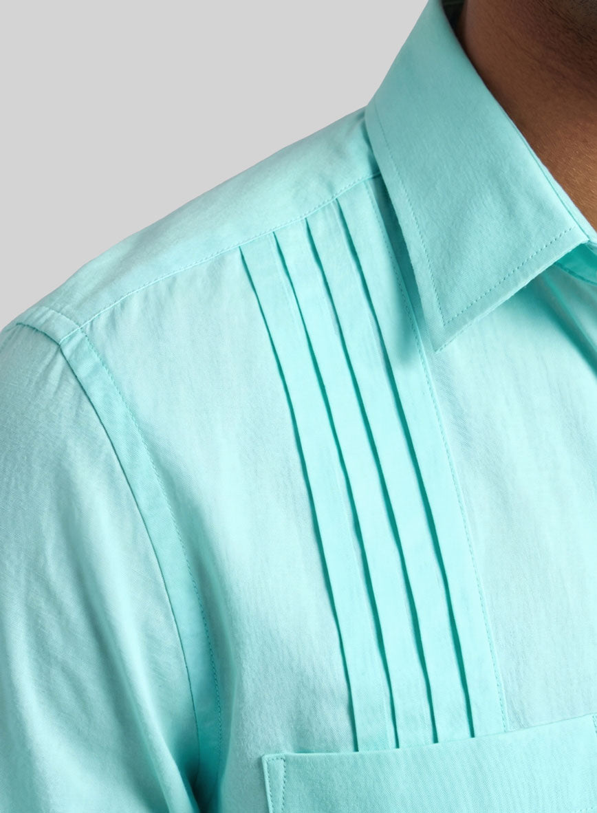 Guayabera Aqua Blue Poplene Shirt - StudioSuits