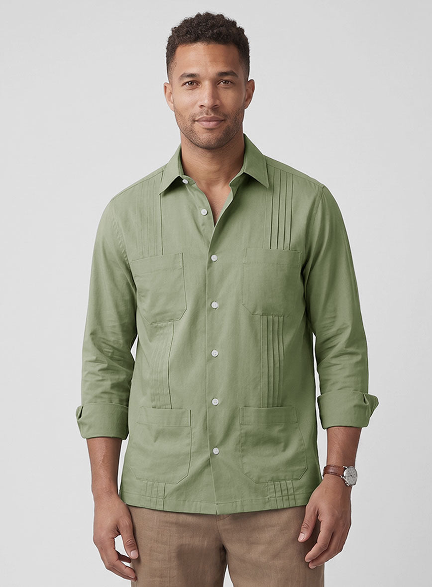Guayabera Basil Dust Poplene Shirt - StudioSuits