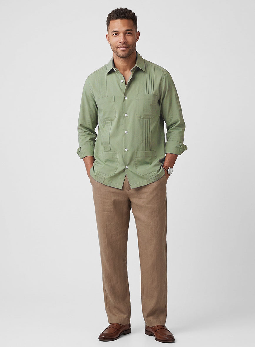 Guayabera Basil Dust Poplene Shirt - StudioSuits