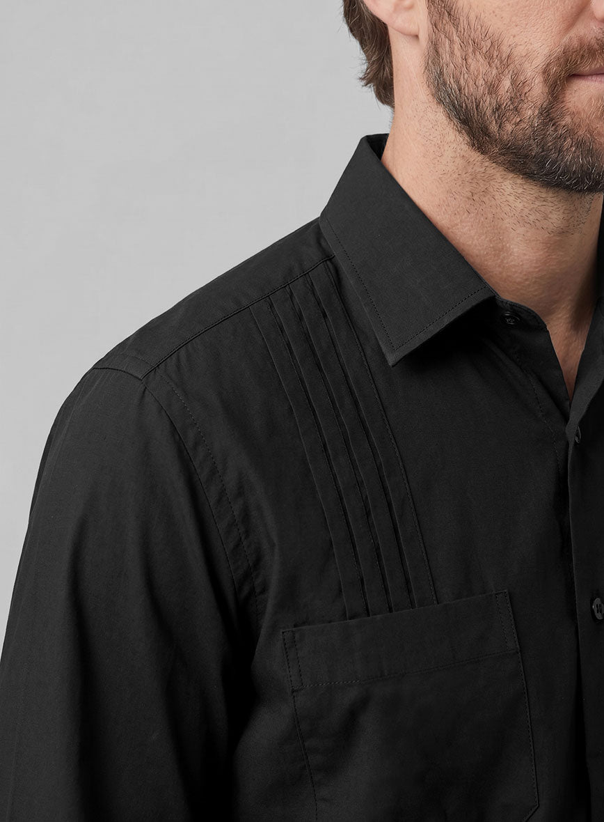 Guayabera Black Poplene Shirt - StudioSuits