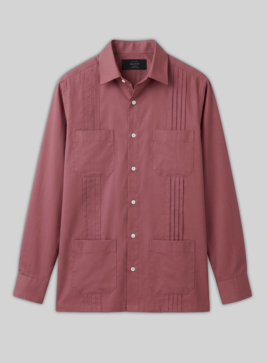 Guayabera Dark Rose Poplene Shirt - StudioSuits