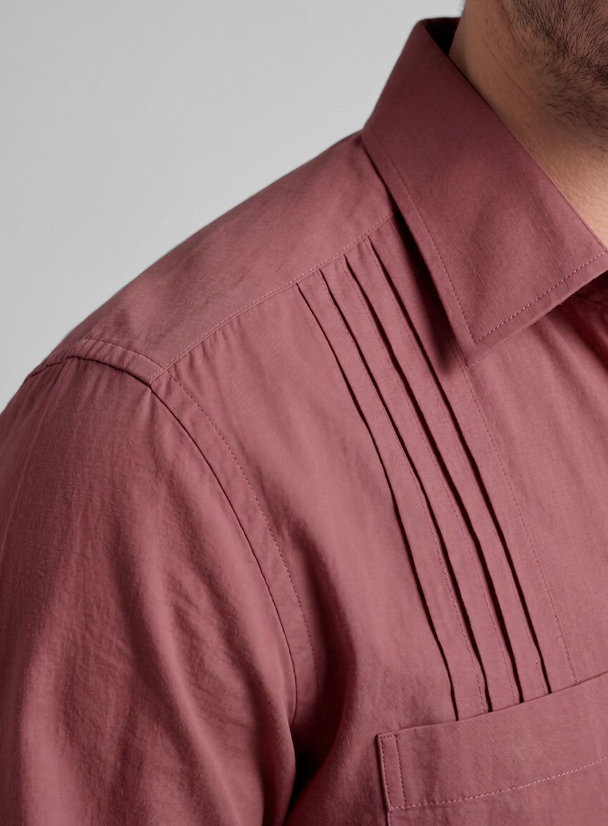 Guayabera Dark Rose Poplene Shirt - StudioSuits