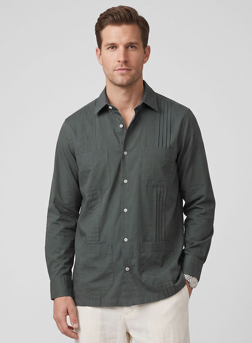 Guayabera Graphite Poplene Shirt - StudioSuits