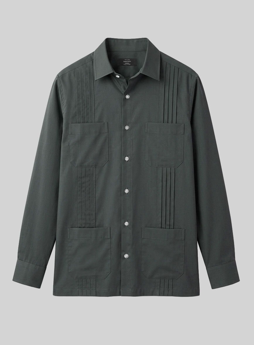 Guayabera Graphite Poplene Shirt - StudioSuits