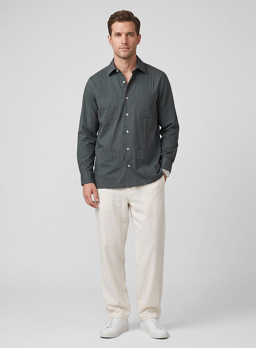 Guayabera Graphite Poplene Shirt - StudioSuits