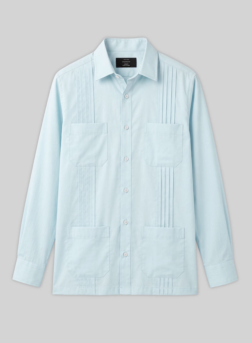 Guayabera Light Blue Poplene Shirt - StudioSuits