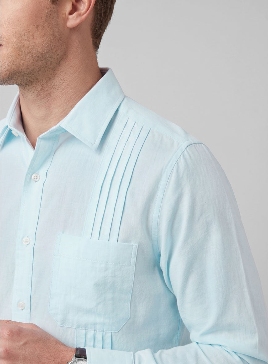 Guayabera Light Blue Poplene Shirt - StudioSuits