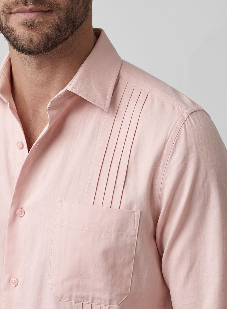Guayabera Man Pink Poplene Shirt - StudioSuits