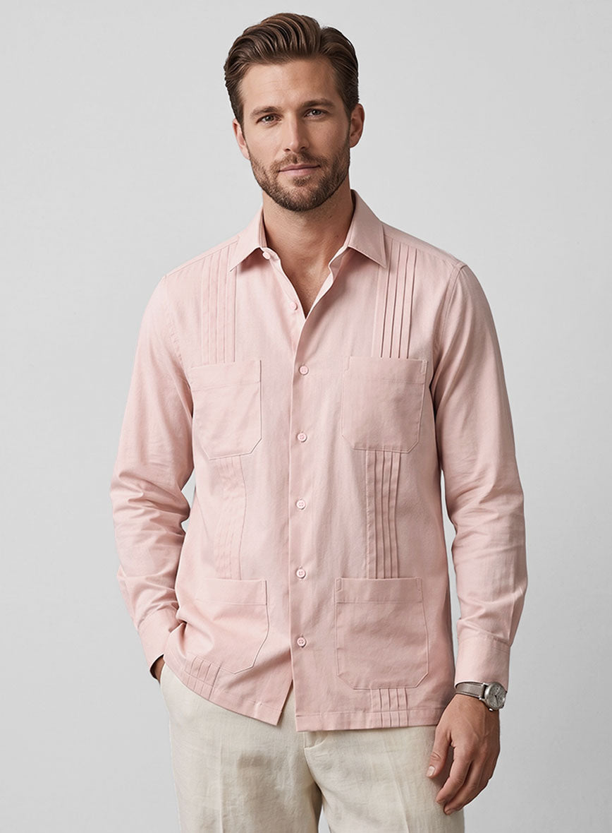 Guayabera Man Pink Poplene Shirt - StudioSuits