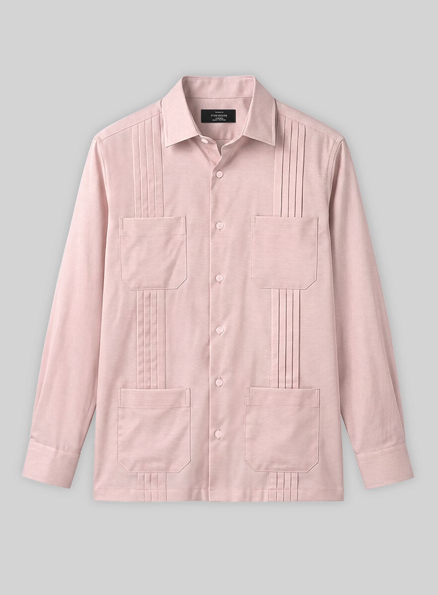 Guayabera Man Pink Poplene Shirt - StudioSuits