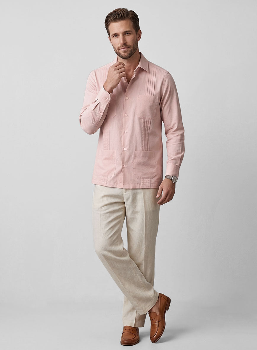 Guayabera Man Pink Poplene Shirt - StudioSuits