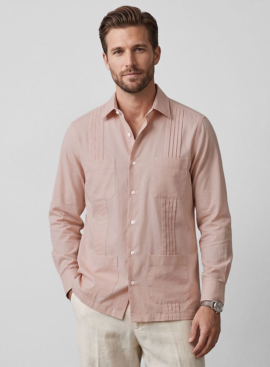 Guayabera Man Pink Poplene Shirt - StudioSuits