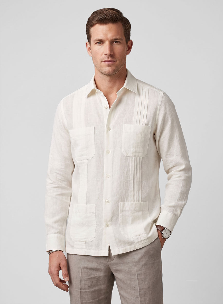 Guayabera Natural Linen Shirt - StudioSuits