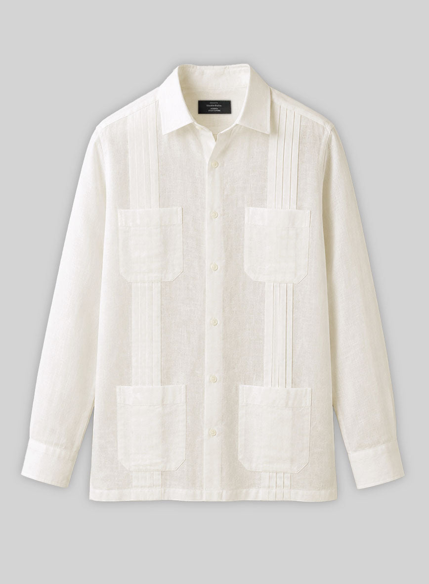 Guayabera Natural Linen Shirt - StudioSuits