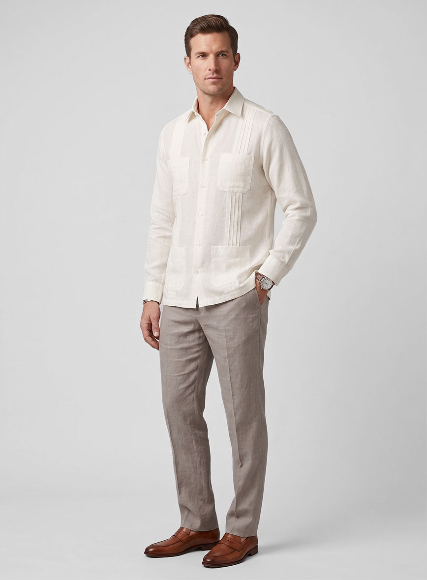 Guayabera Natural Linen Shirt - StudioSuits