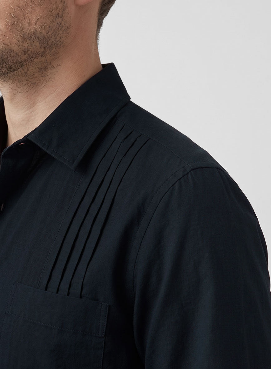 Guayabera Navy Poplene Shirt - StudioSuits