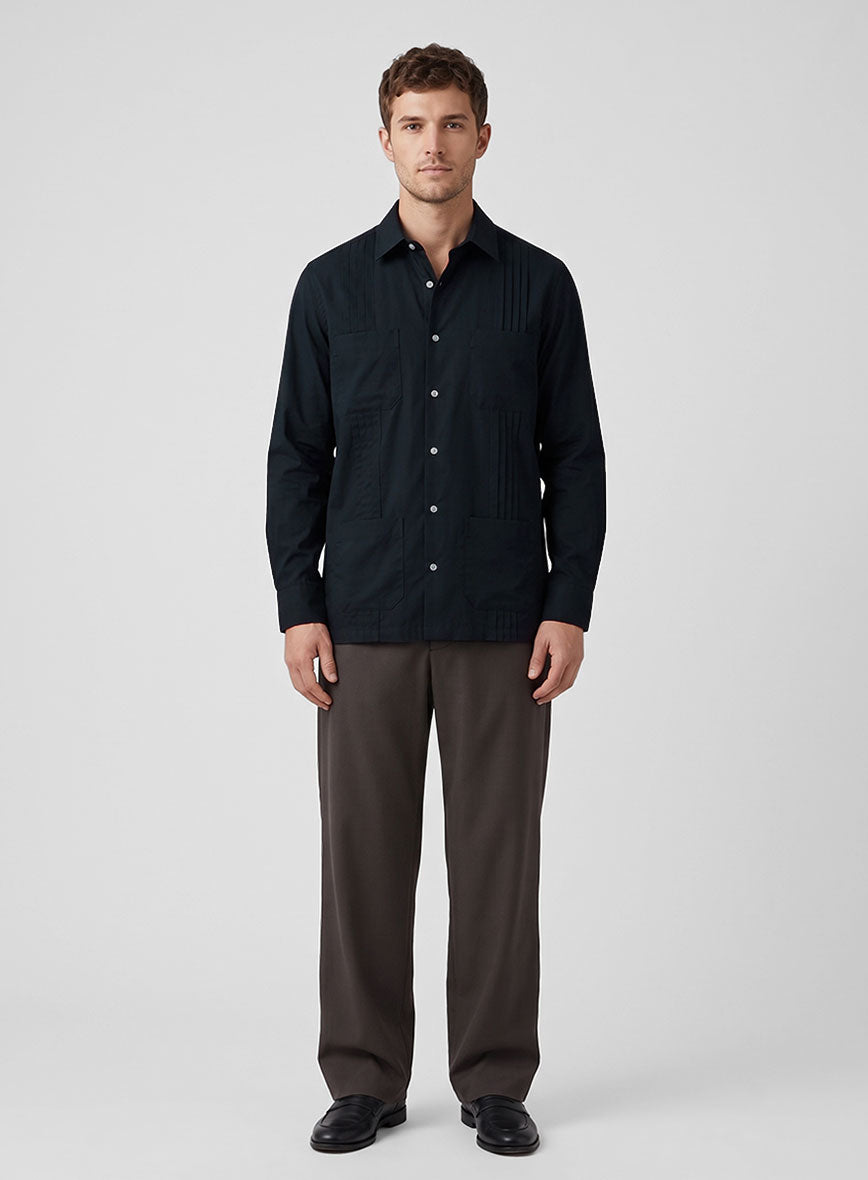 Guayabera Navy Poplene Shirt - StudioSuits