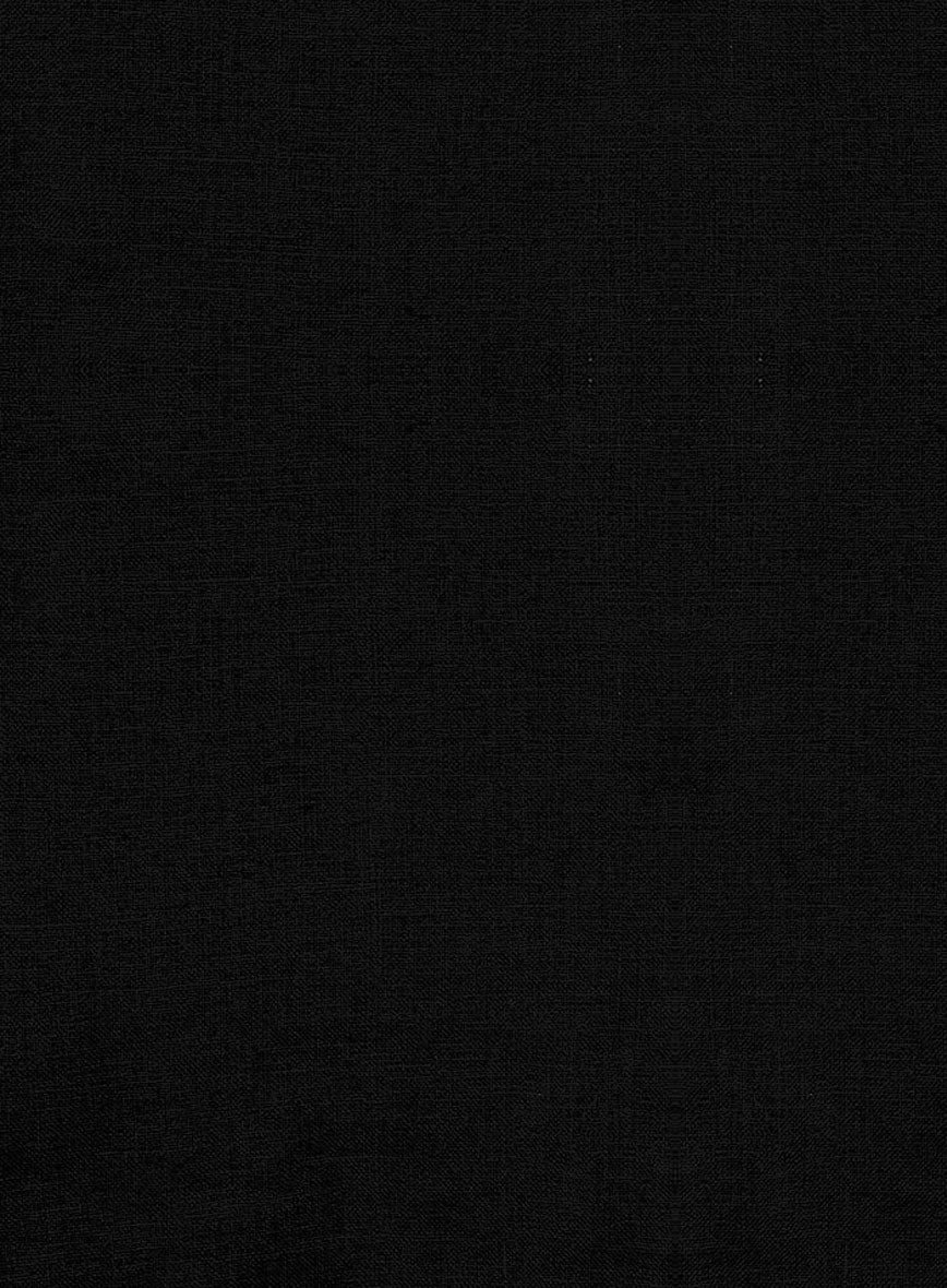 Guayabera Pure Black Linen Shirt - StudioSuits