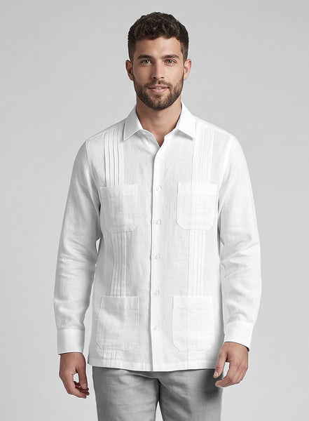 トップス KIMURA/ Linen washi shirt White Guayabera Pure White Linen Shirt – StudioSuits