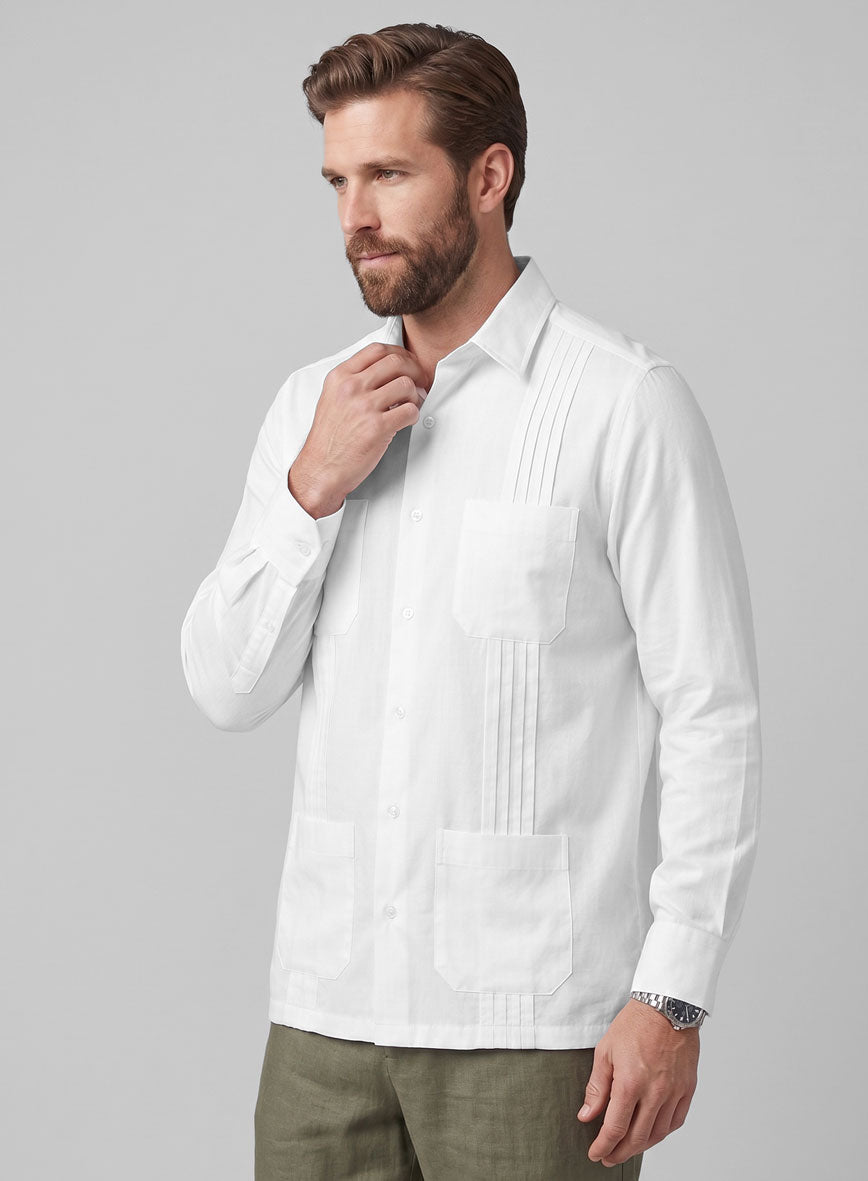 Guayabera White Poplene Shirt - StudioSuits