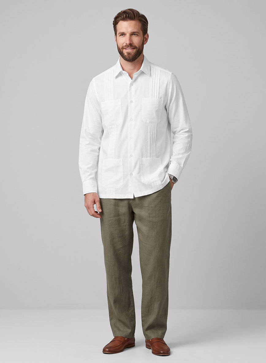 Guayabera White Poplene Shirt - StudioSuits
