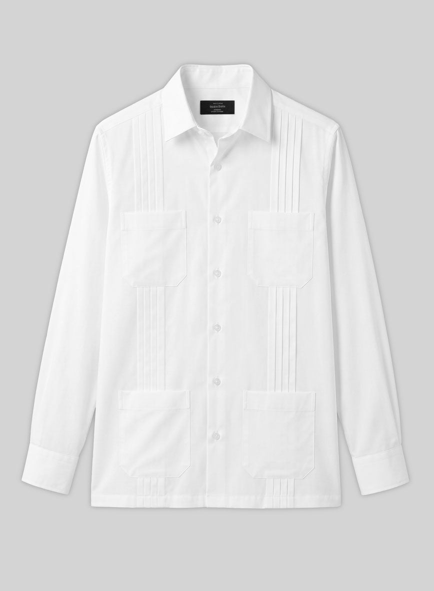 Guayabera White Poplene Shirt - StudioSuits